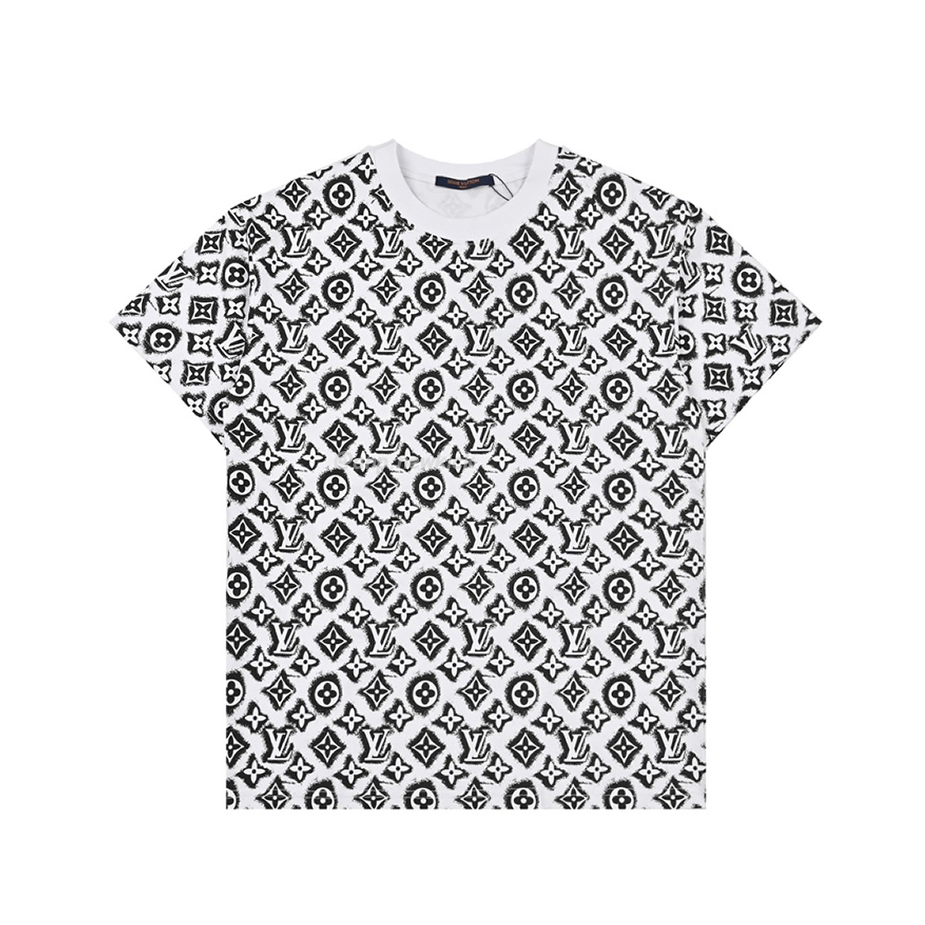 Louis Vuitton Full Print Presbyopia Logo Round Neck Short Sleeved T Shirt (1) - newkick.cc